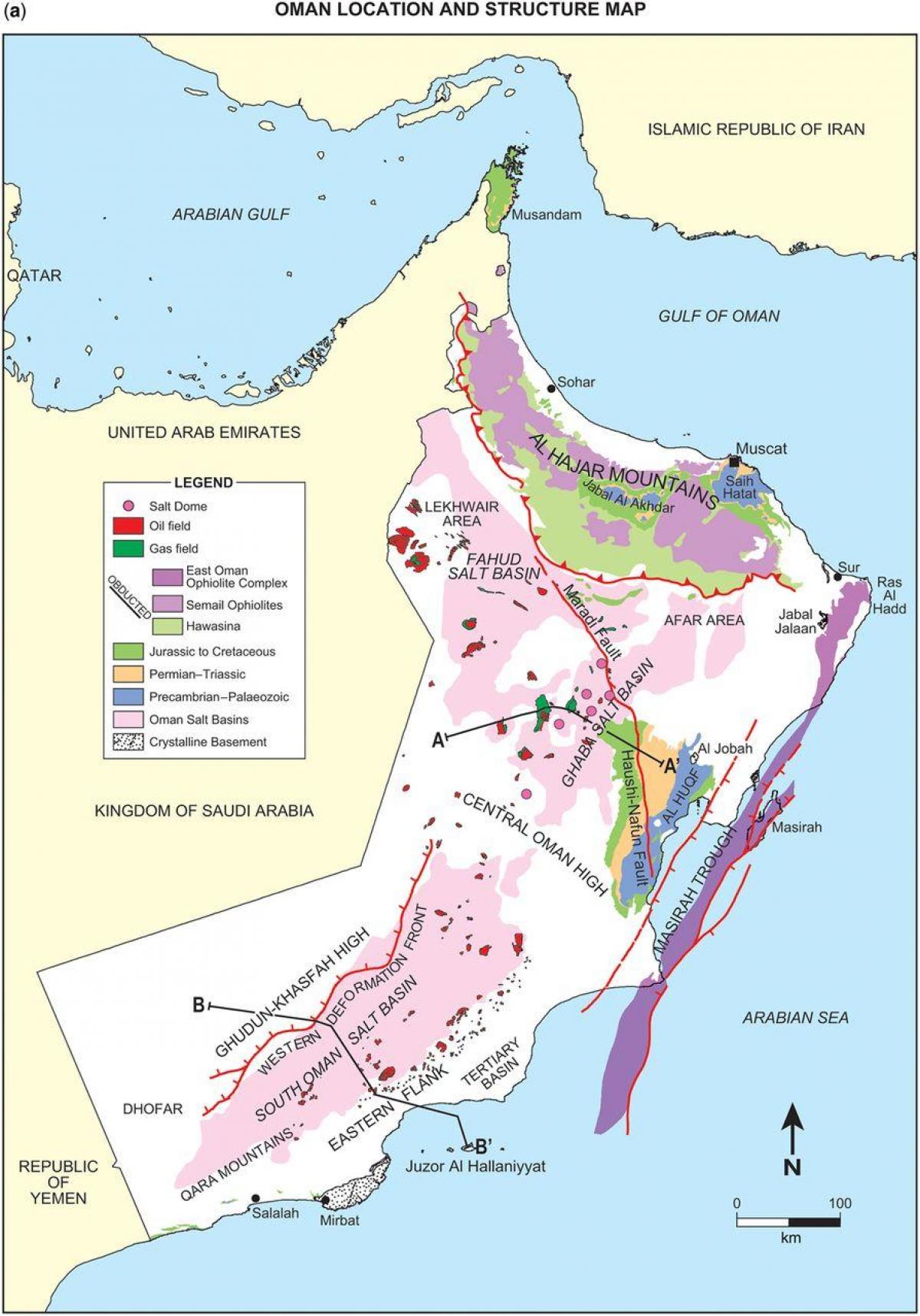 карта Оман геологии