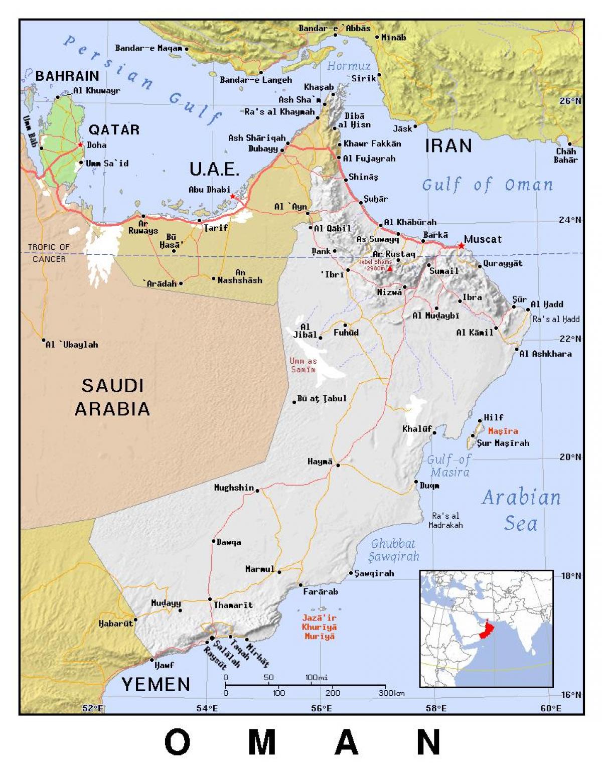карта Оман политический